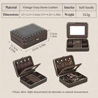 Boîte de rangement pour bijoux en cuir véritable, logo personnalisé, cadre métallique de luxe, design d'ouverture, organiseur de bijoux pour hommes CF6018
