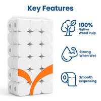 Vente directe d'usine. Rouleaux de papier toilette personnalisables 100% pâte de bois naturelle. Papier toilette personnalisable pour salle de bain