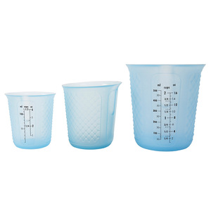 <b>Measuring</b> <b>Cups</b> <b>Set</b> Silicone Rubber 3 Piece With Dual Scale For Kitchen Use - Product Image 1