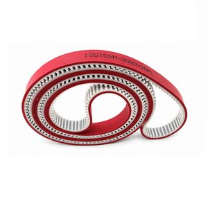 Courroie de distribution en PU rouge épaisse 3M S5M 8M AT10 T10 avec fil d'acier pour machine à ourler, support OEM, largeur 25 mm, garantie 1 an - Product Image 1