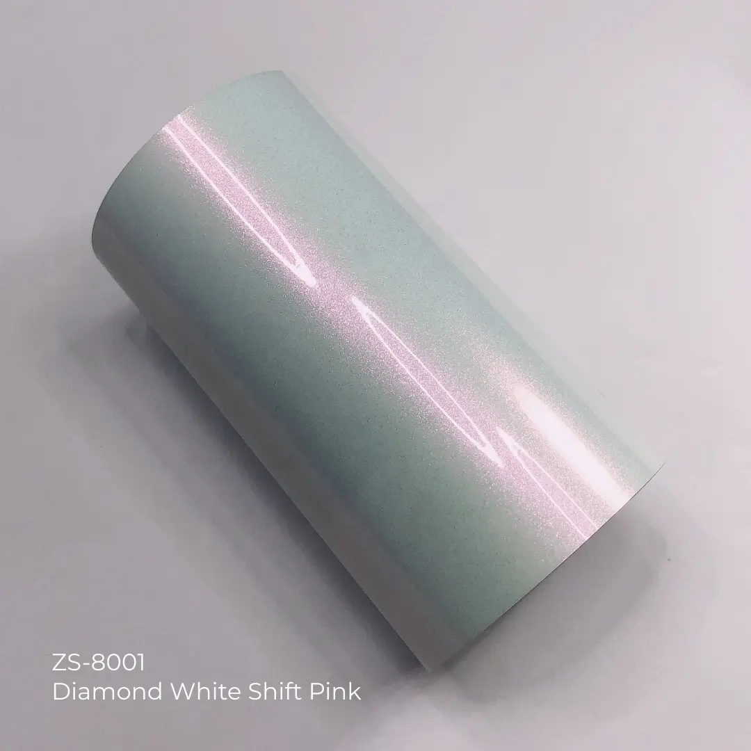 Diamante Brilhante Branco Para Rosa Cor Shift Glitter Alta PET Car Wrap Vinyl Film Lotes de Moda