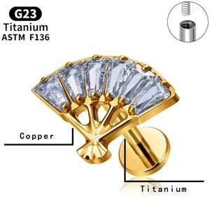 Trang sức body piercing hợp kim titan F136, nhẫn môi hình bướm đính đá zircon CZ, mặt trăng kèm khuyên tai đính kim cương, trang sức body đeo hàng ngày - Product Image 4