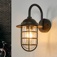 Appliques murales d'extérieur modernes Support d'abat-jour en verre à persiennes en aluminium étanche Forme de cylindre de lanterne électrique E27 pour une utilisation en intérieur