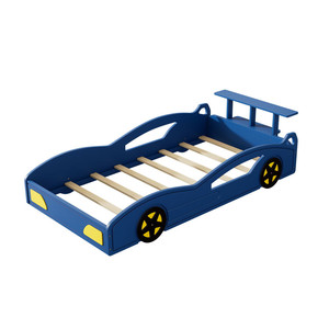 Letto a giorno moderno a forma di auto da corsa in legno, ecologico, con contenitore e ruote, per ragazzi - Product Image 4