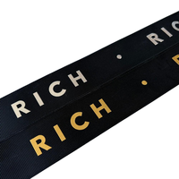 Rubans doux personnalisés en gros d'usine, ruban 100% polyester, ruban imprimé avec logo en feuille d'or 3D pour la décoration de boîtes cadeaux