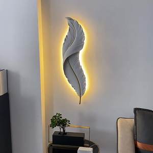Lámpara de pared LED de <span class=keywords><strong>plumas</strong></span> creativa nórdica para sala de estar, dormitorio, <span class=keywords><strong>cama</strong></span>, luces decorativas, instalación empotrada de cuerpo de resina - Product Image 3