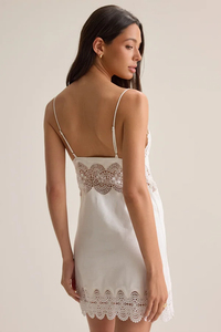 Robe en dentelle blanche à bretelles spaghetti, mini-robe trapèze sans manches pour femme, idéale pour le quotidien - Product Image 2