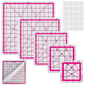 ไม้บรรทัดสำหรับงานควิลท์ ขนาด 4.5"x4.5", 6"x6", 9.5"x9.5", 12.5"x12.5", 6.5"x12", 2"x12" ทำจากอะคริลิก พร้อมห่วงกันลื่น สำหรับงานควิลท์และเย็บผ้า - Product Image 4