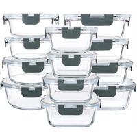 Boîte à lunch 12 pièces, boîte de conservation alimentaire en plastique de qualité alimentaire pour micro-ondes et réfrigérateur, avec couvercle hermétique