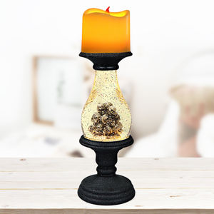 Вращающийся светильник-фонарь с блестками для Хэллоуина и Рождества, подсвечник с теплым белым светодиодом и 3 батарейками АА - Product Image 5