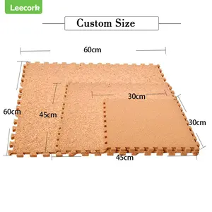 LEECORK Wholesale Gym Cork Puzzle Mat 12 in Non-toxic Soft Interlocking Cork Expandable Flooring Pad