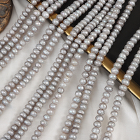 Perles d'eau douce naturelles de qualité AA, forme baroque, 7-8 mm, écailles de dragon plates, irradiées, grises, avec noyau, 40 cm de long, environ 80 pièces