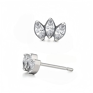 Boucles d'oreilles en zircon en forme de fleur, serties de griffes, en acier inoxydable, pour femmes, bijoux cadeau, 1.2x6mm 1.2x8mm 1.2x10mm - Product Image 5