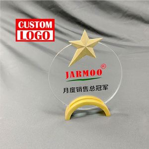 جديد مخصص جوائز قاعدة خشبية ذهبية نجوم رياضية تذكارية تجارية لكرة السلة شعار محفور زجاج كريستال - Product Image 3