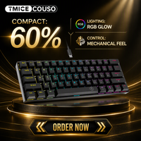 Clavier de jeu mécanique 60% 61 touches rétroéclairé RVB filaire USB Type C format compact pour bureau