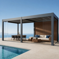 Pergola rétractable moderne avec éclairage LED, structure en alliage d'aluminium durable, personnalisable pour l'espace extérieur du jardin
