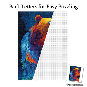Puzzle en papier Starlit Spirit Bear, puzzle rectangulaire stimulant pour adultes de 1000 pièces, œuvre d'art colorée sur le thème de l'ours cosmique - Product Image 4