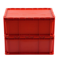 Boîtes en plastique industrielles empilables, pliables, recyclables, durables, avec couvercle anti-fuite, haute résistance, contenants de stockage et d'expédition personnalisés