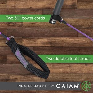 Gaiam nhà Thiết bị tập thể dục Kit khôi phục Pilates Bar cải cách tổng cơ thể tập luyện bao gồm thanh thép hai 30-inch kháng ban nhạc - Product Image 3