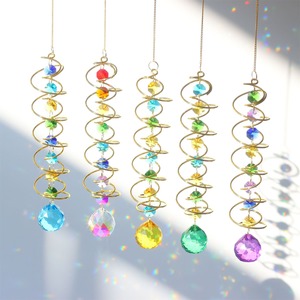 Esfera de Cristal 3D con Luz, Campana de <span class=keywords><strong>Viento</strong></span> en Espiral, Estabilizador, Gota de Agua, Atrapasol Arcoíris, Adornos Colgantes de Cristal para Jardín - Product Image 3