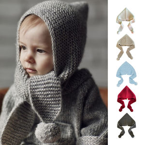 <span class=keywords><strong>Bonnet</strong></span> et écharpe en cachemire <span class=keywords><strong>tricot</strong></span>é intégré pour bébés garçons et filles, <span class=keywords><strong>bonnet</strong></span> en laine chaude pour l'automne et l'hiver - Product Image 2