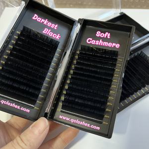 Extensions de cils individuelles en PBT coréen effet cachemire, plateaux Mega Volume noir mat velours, fournitures pour extensions de cils - Product Image 1