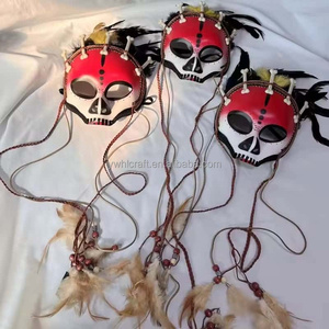 Masque de Sorcier HLC en Gros : Masque Magique Vaudou à Plumes Indiennes pour <span class=keywords><strong>Accessoire</strong></span> de Costume, Déguisement et Fêtes - Fabricant - Product Image 5