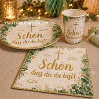 Nouvelle vaisselle jetable en papier de style classique sur le thème de la Communion, assiettes, serviettes, gobelets, vente en gros