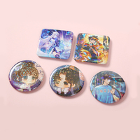 Badges en métal vierges personnalisés avec logo Anime, en fer blanc, holographiques, laser, avec épingle de sûreté, vente en gros
