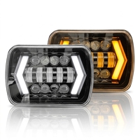 Phares carrés de 7 pouces pour Wrangler avec feux de modification tout-terrain, clignotants jaunes et blancs à faisceau haut et bas