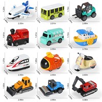 LASIVE TOYS Voitures miniatures à rétrofriction de dessin animé, échelle 1:64 - 12 modèles de navires et d'avions en alliage, jouets miniatures en métal amusants pour la construction