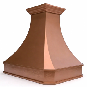 <span class=keywords><strong>Hotte</strong></span> de cuisine artisanale en cuivre martelé épais, finition cuivre vieilli, design architectural de luxe pour villa de prestige - Product Image 3