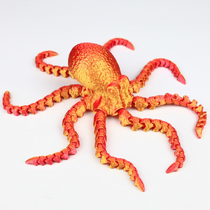 Ornement pieuvre articulé imprimé en 3D, jouet personnalisé, modèle coloré en plastique, cadeau unisexe, vente en gros - Product Image 3