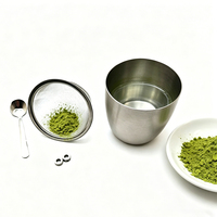 WELAND Ensemble de tamisage de matcha 4-en-1 écologique et durable de qualité alimentaire, avec tasse, tamis, cuillère et accessoires en acier inoxydable
