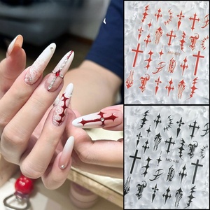 Pegatinas de Uñas Cruzadas en Rojo Intenso, Pegatinas de Uñas DIY para Uso en Salones de Belleza - Product Image 2