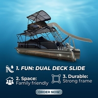 Bateau de fête pour 25 personnes avec barbecue et réfrigérateur, bateaux en alliage d'aluminium avec bar pour les loisirs et l'utilisation familiale, pontons
