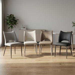 Modern PU Leather <b>Living</b> <b>Room</b> <b>Chair</b> Solid Back Metal Legs Ergonomic Design Home Furniture Minimalist Style - Product Image 1