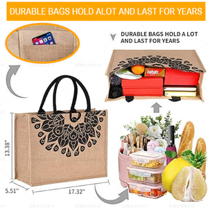 Tái chế đay bãi biển Tote túi công suất cao và không thấm nước với tùy chỉnh in logo có thể gập lại và phong cách bông dây xử lý - Product Image 3