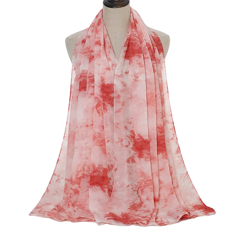 ผ้าพันคอผ้าชีฟองสำหรับผู้หญิง,ฮิญาบแบบมัดย้อมแฟชั่นผ้าชีฟอง2021
