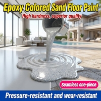 Revêtement de sol autolissant en époxy avec finition marbre brillant et sable coloré, surface résistante à l'usure pour salons et espaces intérieurs de villas