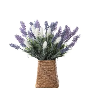 MW53458 Lot de <span class=keywords><strong>fleurs</strong></span> artificielles floquées en plastique lavande pour la décoration de fête de mariage et de festival à la maison - Product Image 1