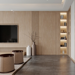 خزائن خشبية مستوحاة من الطراز الياباني بمقاسات مخصصة، حلول للمنزل بأكمله، أثاث غرفة معيشة بسيط وعملي - Product Image 2