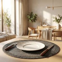 Set de table rond en PVC de couleur unie pour table à manger, isolant thermique, antidérapant, décoratif, moderne et simple, pour hôtel et restaurant