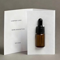 Logo personnalisé noir blanc papier d'art 1ml 2ml 3ml mini flacon testeur d'échantillon de parfum carte pour promotion