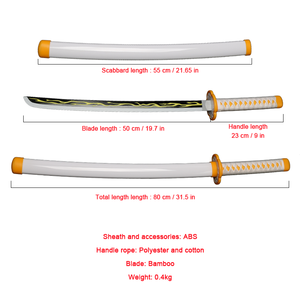Jouet épée démon tueur <span class=keywords><strong>Katana</strong></span> épée en bois Cosplay arme Zenitsu Muichirou <span class=keywords><strong>Mitsuri</strong></span> 1:1 motifs et styles originaux - Product Image 5