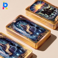 Jeux de tarot en papier personnalisés avec bords dorés et guide, cartes de tarot personnalisées imperméables pour une utilisation éducative