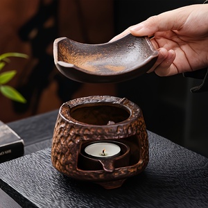 موقد سيراميك عتيق الطراز لنشر العطور |   موقد شاي ومبخرة زيوت عطرية للاستخدام المنزلي الداخلي، موقد صغير لتبخير مسحوق البخور وأوراق الشاي والعطور - Product Image 6