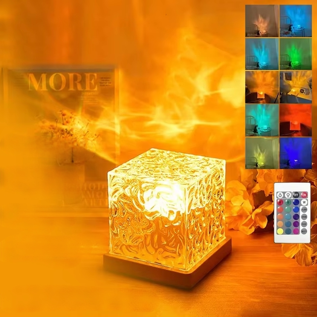 16 Color Rgb Crystal Aurora Blue Dynamic Cube Lamp Midnight Lamp Cube Table Night Lights Lamp