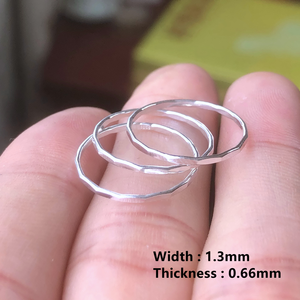 Trendiger 925 Sterling Silber Gehämmerter Stapelring für Damen und Herren Schmuck - Product Image 2