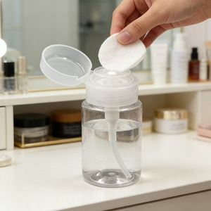 Clear Empty <b>Makeup</b> Remover Bottle With Pump Flip Lid Portable Travel Decanter For Toner And Nail Polish Remover - Product Image 1